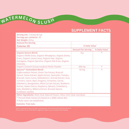 Kiala Nutrition Super Greens Powder - Digestive Health for Women, Bloating Relief, Gut Health, Skin Care, with Spirulina (Watermelon Slush), Dietary Supplement
