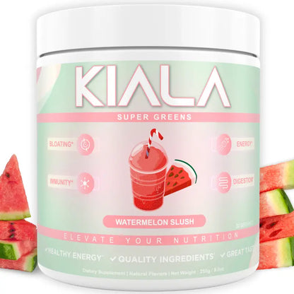 Kiala Nutrition Super Greens Powder - Digestive Health for Women, Bloating Relief, Gut Health, Skin Care, with Spirulina (Watermelon Slush), Dietary Supplement